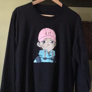 Anime “LIT” black long sleeve t shirt